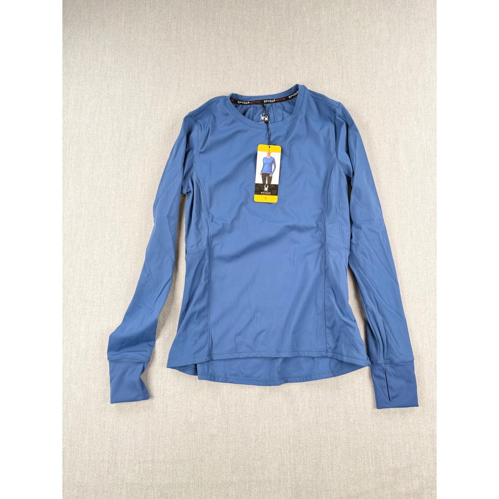 Spyder Active Womens Long Sleeve Performance Top Blue Thumbholes Small 1797111